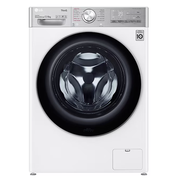 ماشین لباسشویی 12 کیلویی ال جی V12 با 8 کیلو خشک کن سفید WDV1260WRP