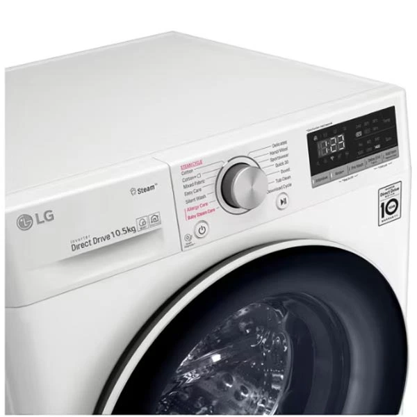   هزینه ماشین لباسشویی 10.5کیلویی با 7 کیلو خشککن ال‌جی V5 سفید F4V5RGP0W