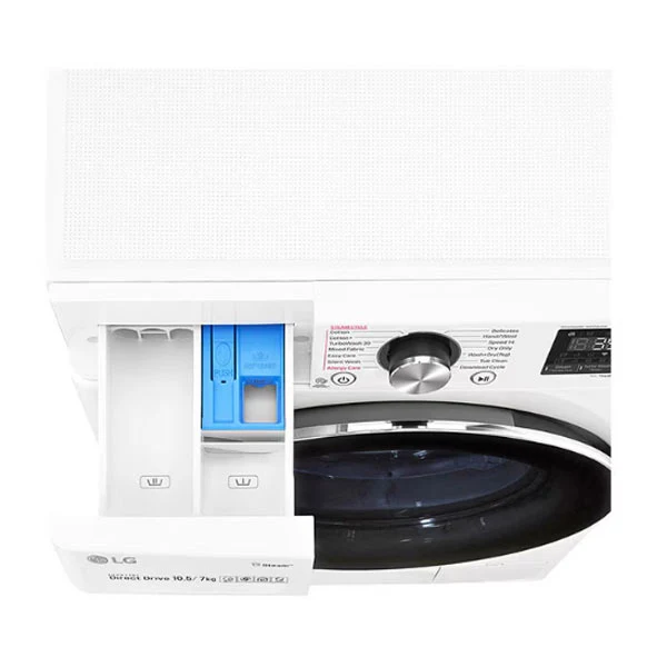 ماشین لباسشویی 1400 دور 10.5 کیلویی با 7 کیلوخشککن ال جی V9 سفید WDV9142WRP