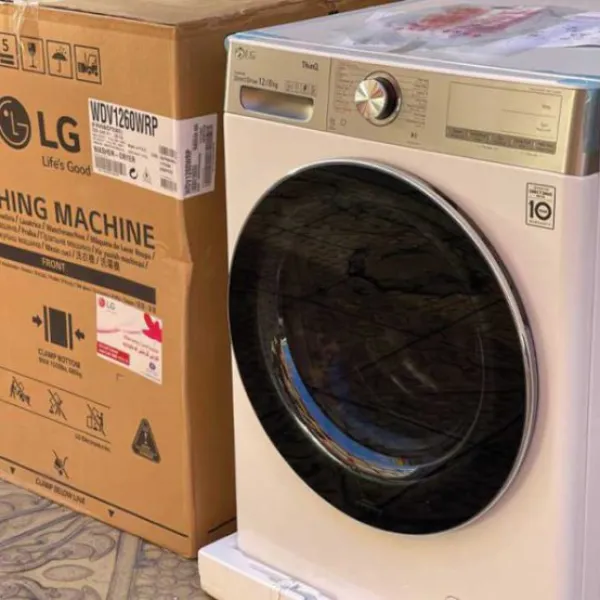 قیمت ماشین لباسشویی 12 کیلویی ال جی V12 با 8 کیلو خشک کن سفید WDV1260WRP
