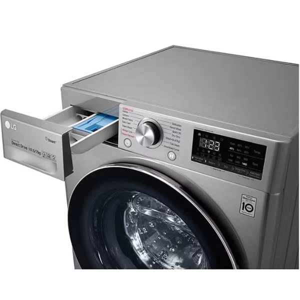  ماشین لباسشویی 10.5کیلویی با 7 کیلو خشککن ال‌جی V5 نقره ای مدلF4V5RGP2T