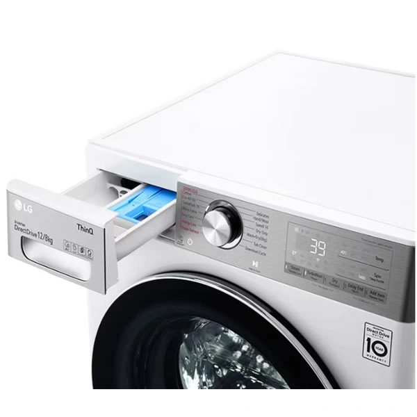  ماشین لباسشویی 12 کیلویی ال جی V12 با 8 کیلو خشک کن سفید 